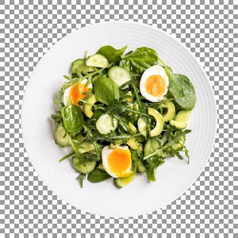 Ensalada Verde Con Huevos Cocidos Aislado Sobre Fondo Transparente