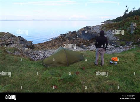 Solo Hiker Wild Camping In The Vango F Helium Ul Person Tent Arran