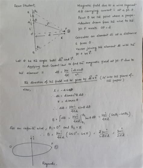 Apply Biot Savart Law To Derive An Expression For The Magnetic Field