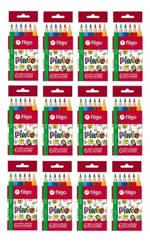 Lapices Filgo Pinto Mini Cortos X 6 Colores Pack 12 Cajas