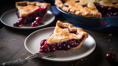 Delicious Homemade Cherry Pie With Flaky Crust Stock Illustration