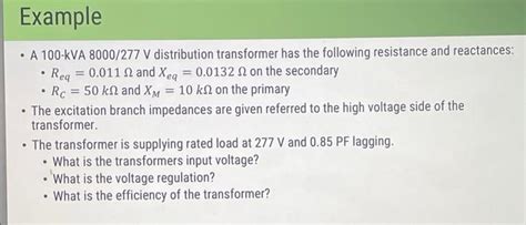 Solved Example A Kva V Distribution Chegg