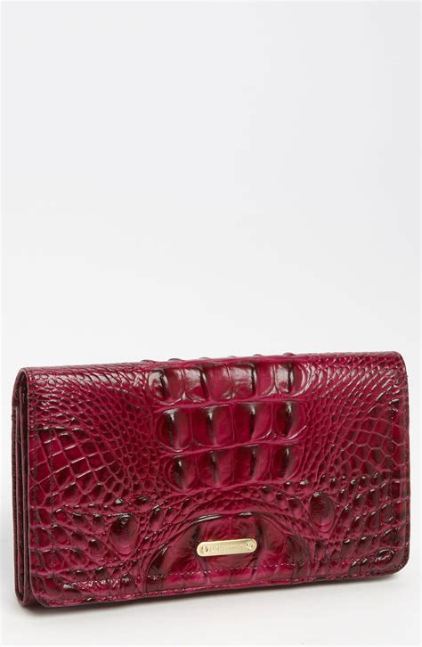 Brahmin Croc Embossed Leather Continental Wallet In Red Wisteria Lyst