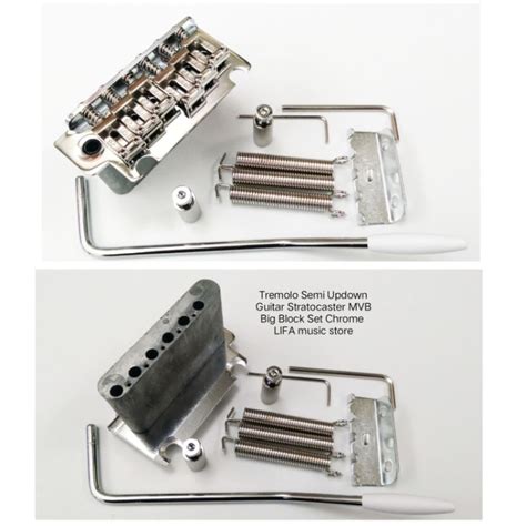 Jual Tremolo Semi Updown Guitar Stratocaster Mvb Big Block Set Chrome Shopee Indonesia