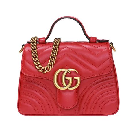 Túi Đeo Chéo Gucci Red Gg Marmont Mini Top Handle Bag Màu Đỏ Vua Hàng Hiệu