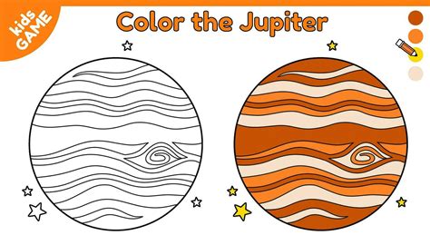 Page of coloring book for kids. Color cartoon the Jupiter in space ...