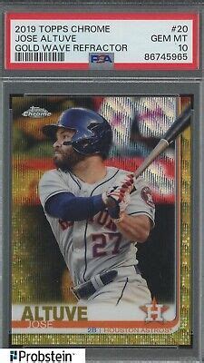 2019 Topps Chrome Gold Wave Refractor Jose Altuve Astros 37 50 PSA 10