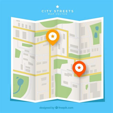 Premium Vector Road Map With Pointers In Flat Style