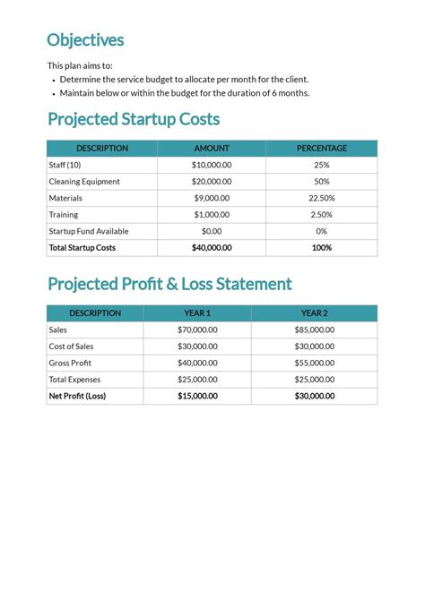 Cleaning Service Budget Plan Template in Google Docs, Word, PDF ...