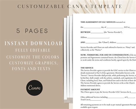 Editable Ugc Creator Contract Template User Generated Content Ugc