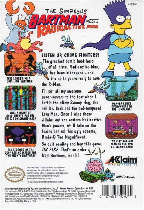 The Simpsons Bartman Meets Radioactive Man Box Shot For NES GameFAQs