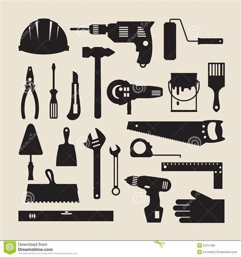 Repair And Construction Working Tools Icon Set Stock Vector