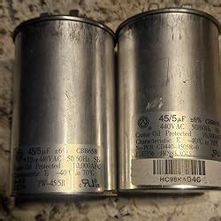 PowerWell 45 5 MFD 45 5 Uf 370 Or 440 Volt Dual Run Round Capacitor PW