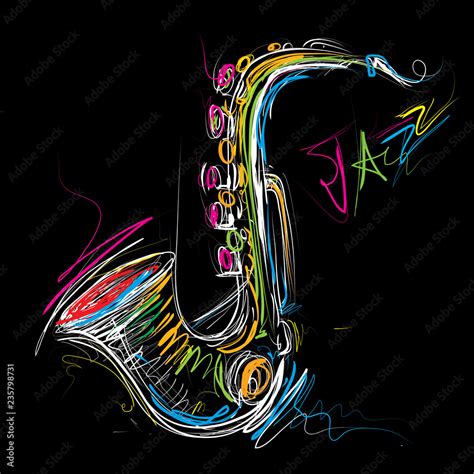 Abstract Saxophone Sketch Sax Jazz Art Vector Art Stock Vector Adobe Stock