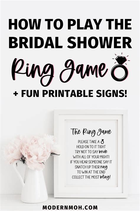 Bridal shower ring game how to play printable signs – Artofit