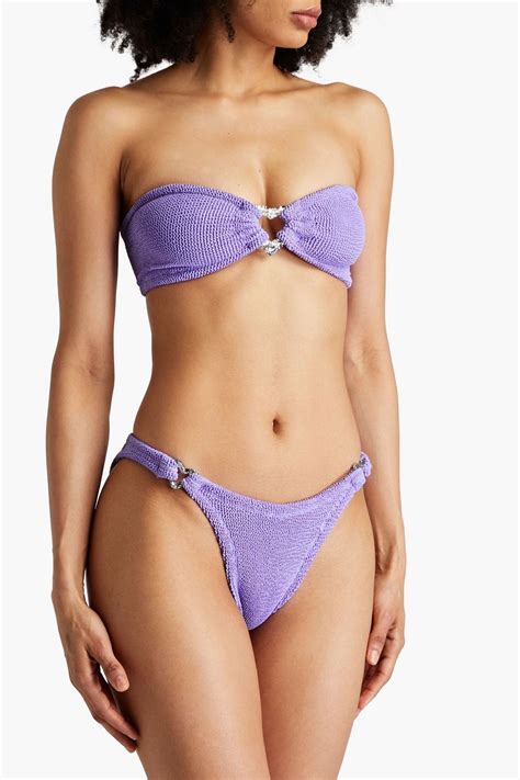 Hunza G Nicole Cutout Seersucker Bandeau Bikini The Outnet