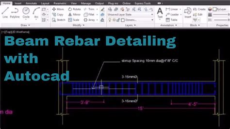 Beam Reinforcement Detailing With Autocad Youtube