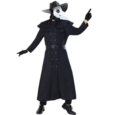 Dropship Medieval Steampunk Style Plague Doctor Costume Beak Crow Long