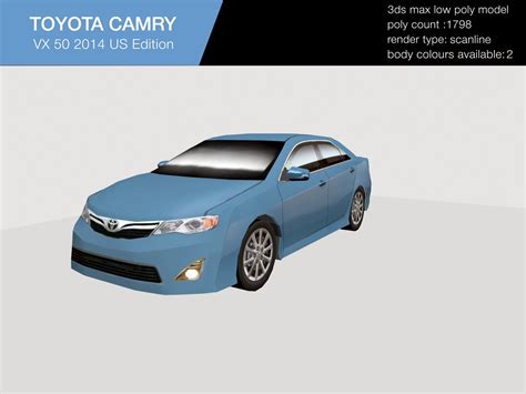 Toyota Camry 50 2014 3D Model 35 Unknown Max 3ds Obj Stl Free3D