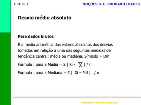 Unidade 04 Estatística Medidas de dispersão ppt