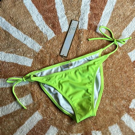 LA ISLA Small Neon Green String Bikini Bottoms Neon Depop