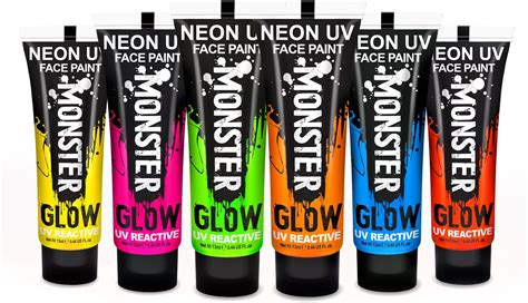 Uv Glow Neon Face And Body Paint Set Of Tubes Fluorescent Glows