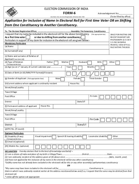 ELECTION COMMISSION of INDIA FORM 6 - Fill Out and Sign Printable PDF ...