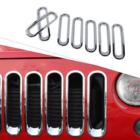 Chrome Front Grill Mesh Grille Insert Kit Ring For Jeep Wrangler Jk Unlimited 7x Ebay