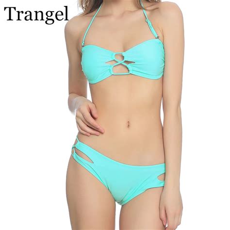 Trangel Swimwear Women Sexy Bikini Set Hollow Out Swimsuit Female