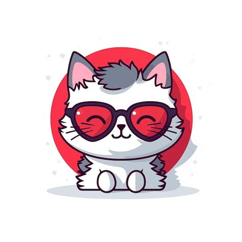 Premium AI Image | Cat illustration of a cute cartoon Wearing Sunglasses Cat illustration