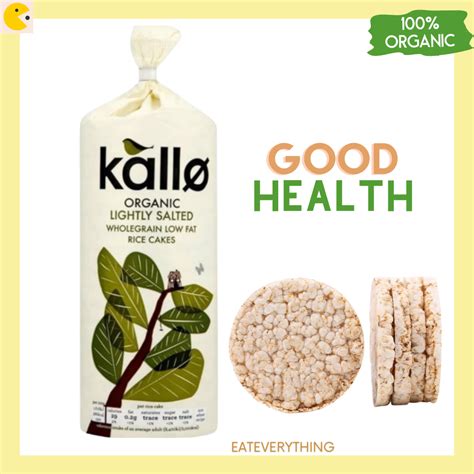 Kallo Fair Trade Organic Lightly Salted Whole Grain Low Fat Rice Cakes 130g แคโล่ ขนมข้าวอบ