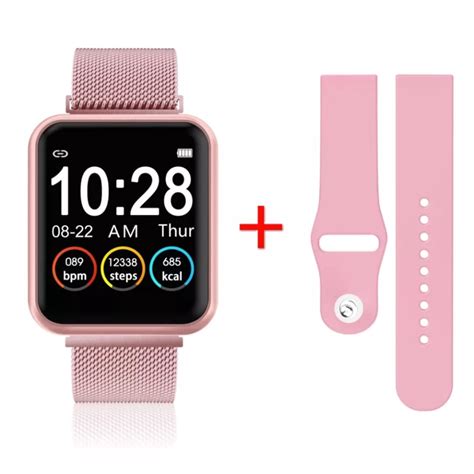 Smartwatch Inteligente Relógio P70 2 Pulseira Aço Puls Extra Pink