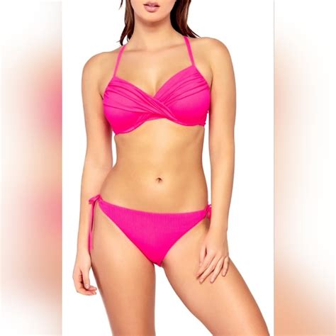 Massimo Swim Nwt Massimo Womens Swim Bikini Set Hot Pink Hipster