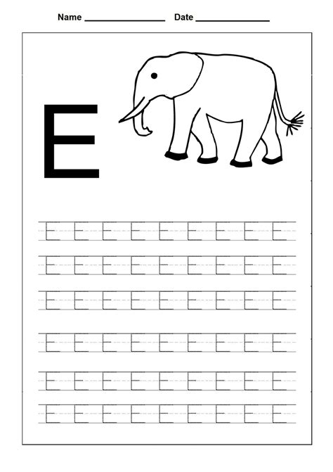 Traceable Letter E Worksheets