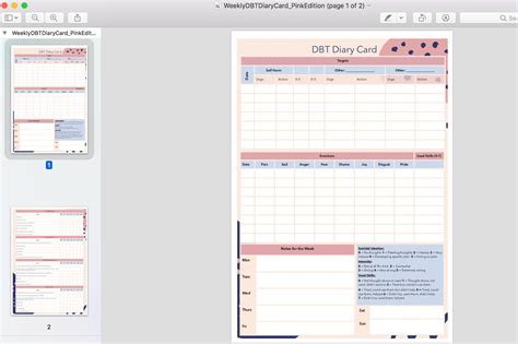Dbt Diary Card Printable