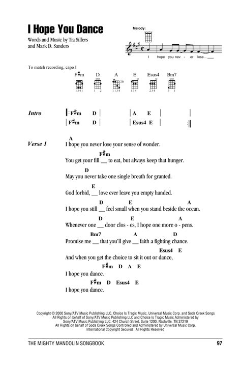 I Hope You Dance By Lee Ann Womack With Sons Of The Desert Sheet Music