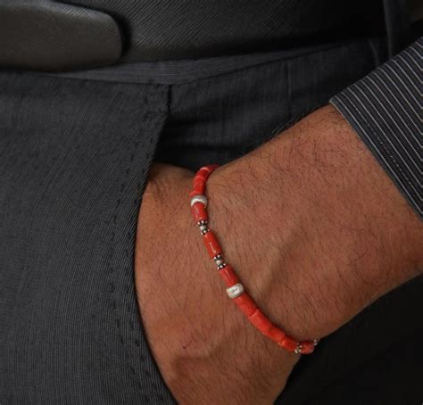 Bracelet Homme En Corail Rouge Corse Certifi Er Choix Et Argent Bh