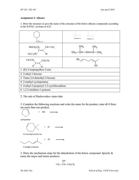 Organic Chemistry Assignment 3 Pdf