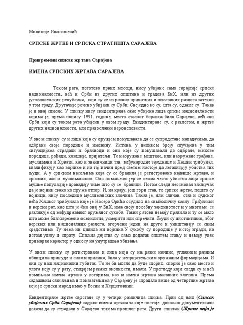 PDF Milivoje Ivanisevic Srpske Zrtve I Srpska Stratista Sarajeva