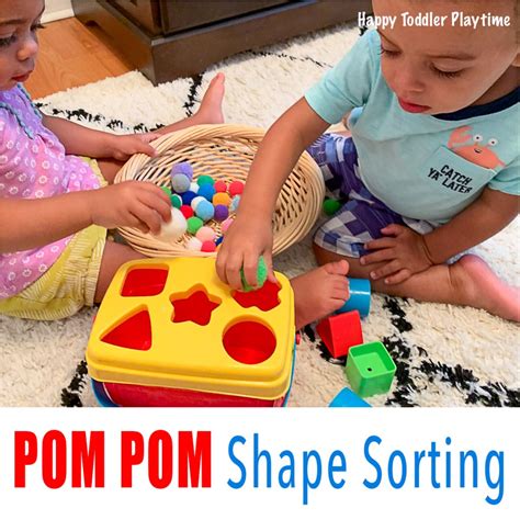 Pom Pom Shape Sorting For Toddlers Happy Toddler Playtime