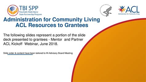 Administration For Community Living Acl Resources To Grantees Ppt