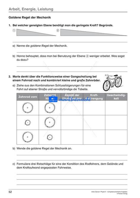 Arbeit Energie Leistung Meinunterricht