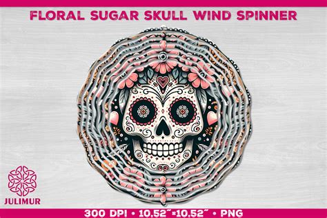 Floral Sugar Skull Wind Spinner Graphic By Julimur · Creative Fabrica