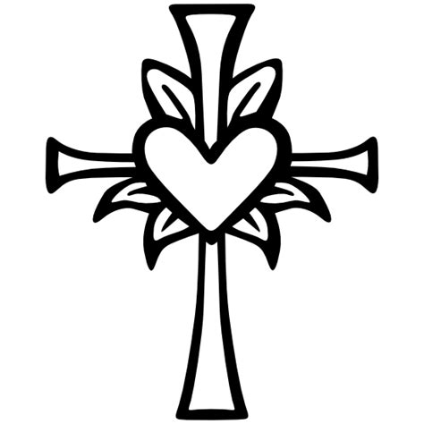 Cross And Heart Design Sticker