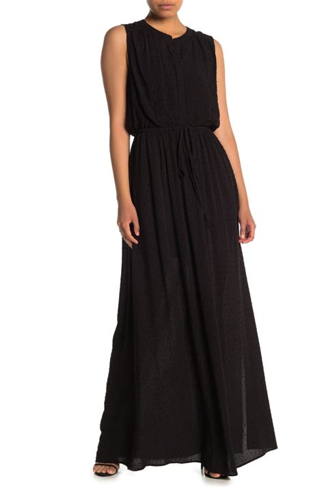 Dr By Daniel Rainn Sleeveless Split Crew Neck Drawstring Maxi Dress