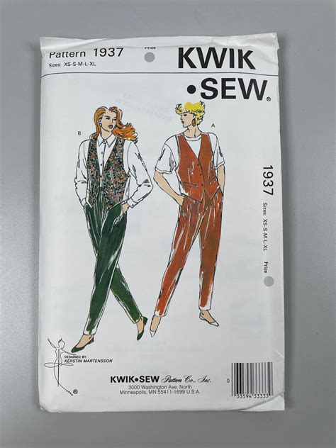 Kwik Sew 1936 FF Uncut Womans Vest And Loose Fitting Pants Or Make