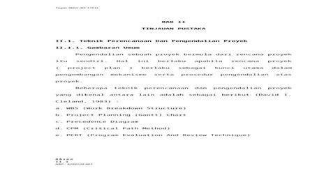 Teknik Perencanaan Dan Pengendalian Proyek Doc Document