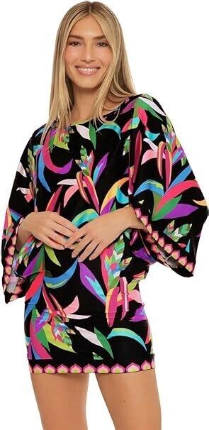 Trina Turk Birds Of Paradise Dress Top Coverup Swim Print 152 NWT M