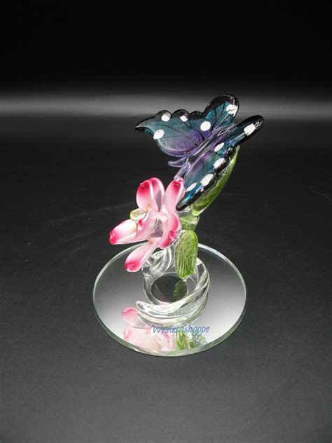 Butterfly Spun Blown Glass Figurine Beautiful Hand Painted Etsy