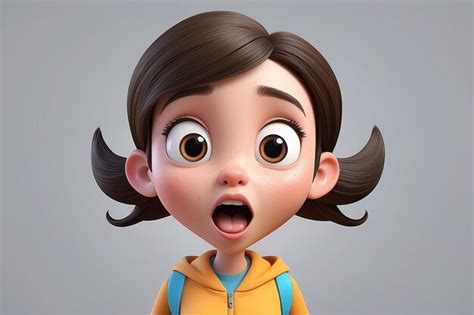 Premium Photo 3d Cartoon Character Of A Female With Surprised Pose